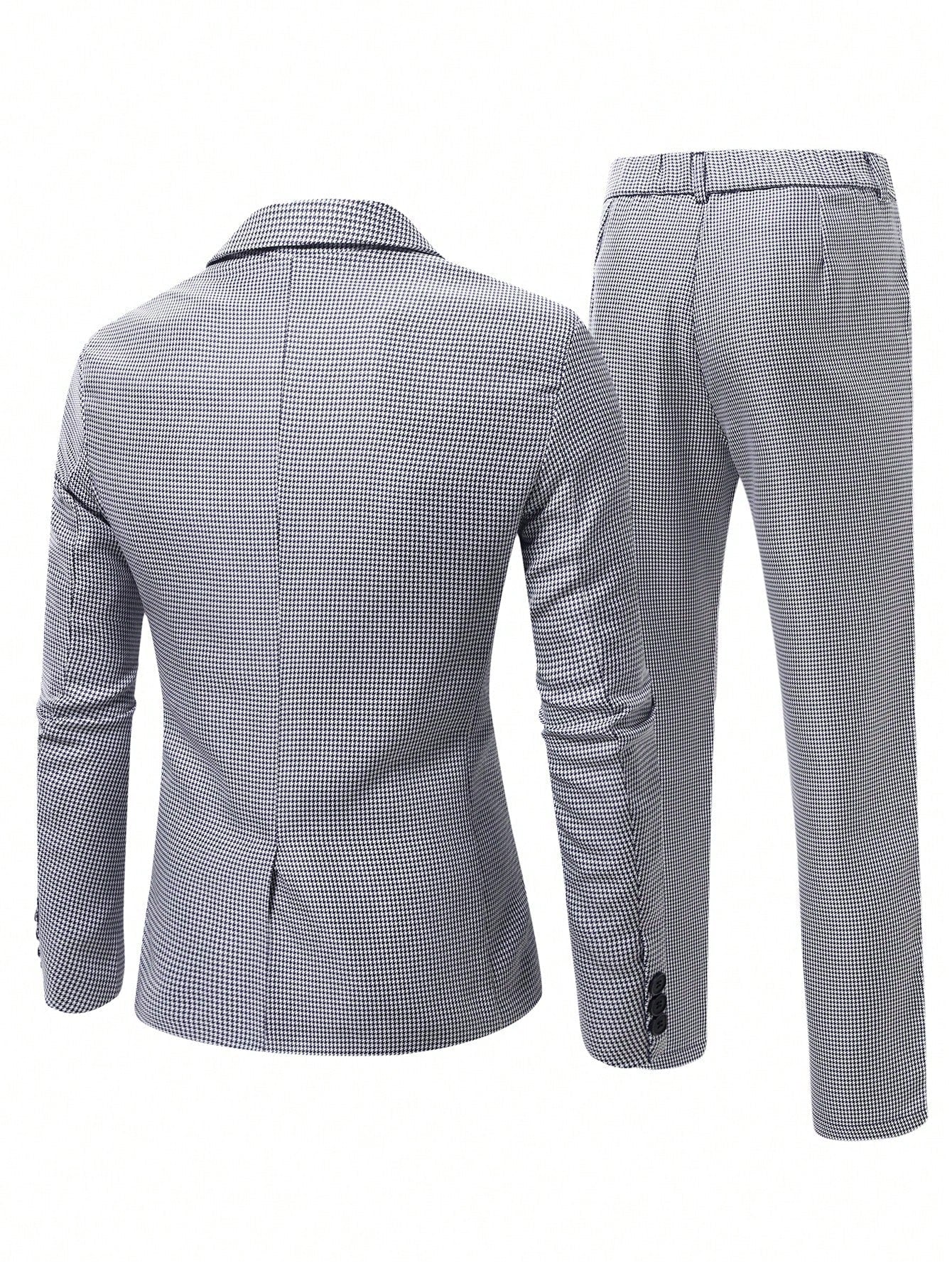 Manfinity Mode Men's Single-breasted Suit Jacket With Lapel Collar And Suit Pants