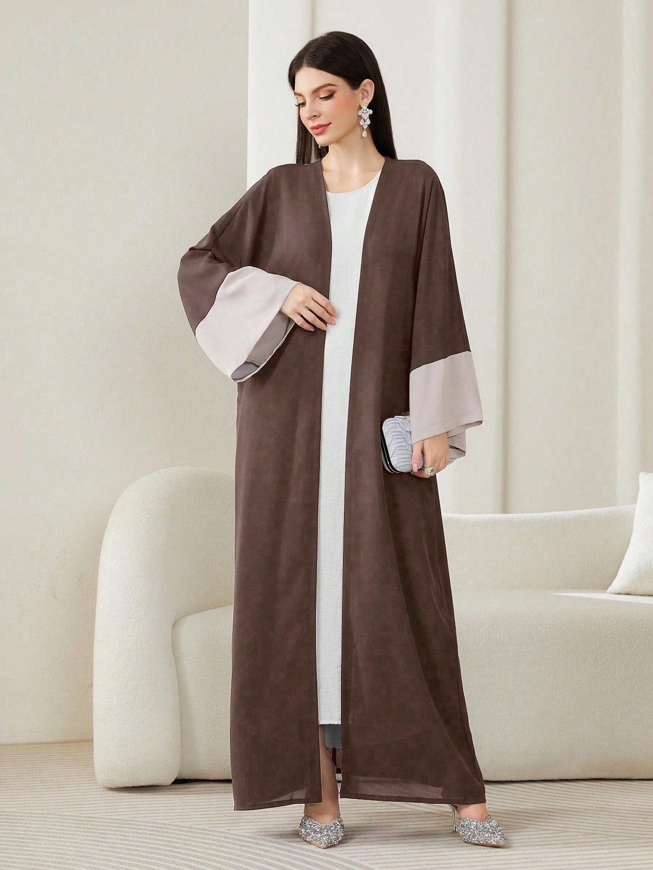 Najma Colorblock Flounce Sleeve Abaya