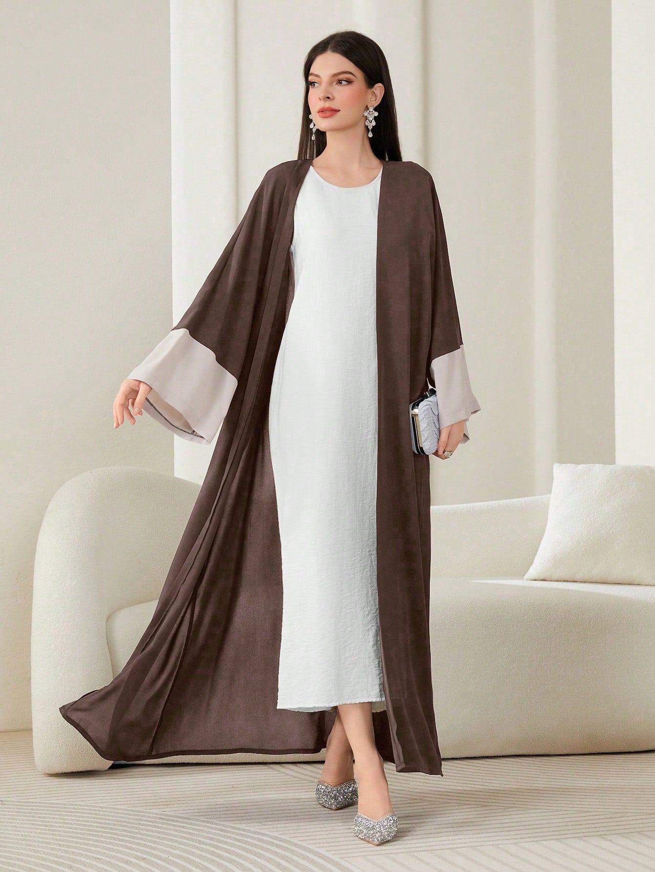 Najma Colorblock Flounce Sleeve Abaya