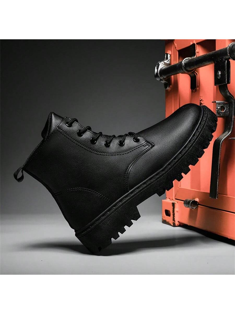 New Autumn Winter Men's High Top Leather Boots All-match Men's Shoes