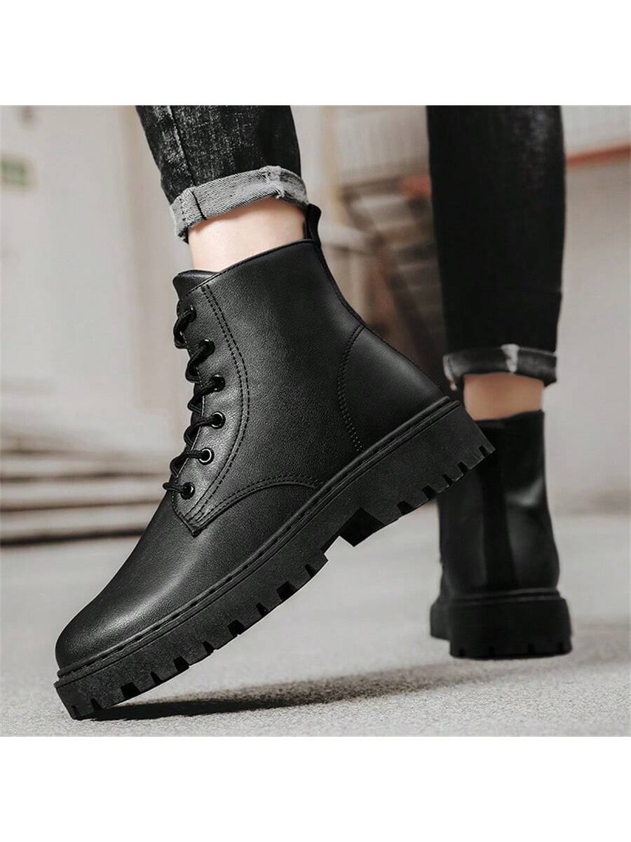 New Autumn Winter Men's High Top Leather Boots All-match Men's Shoes