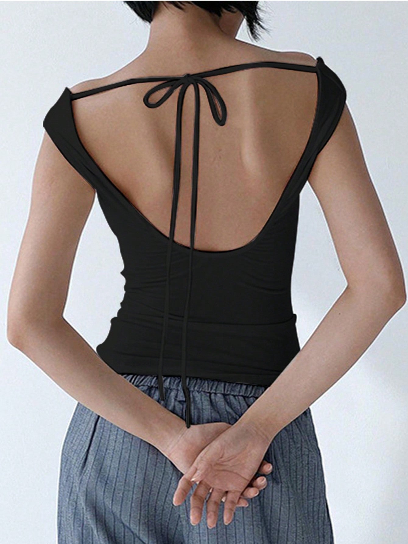 Solid Off Shoulder Ruched Tee