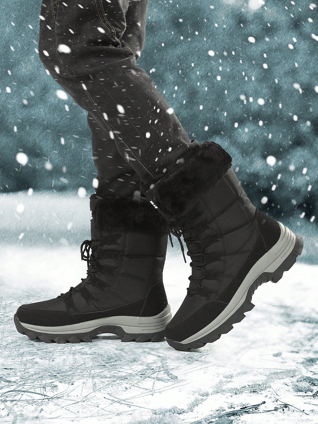 Men's Winter Snow Boots, Plus Velvet, Thick, Warm, Waterproof, -40°c, Leather & Fur Integrated, Plus Size