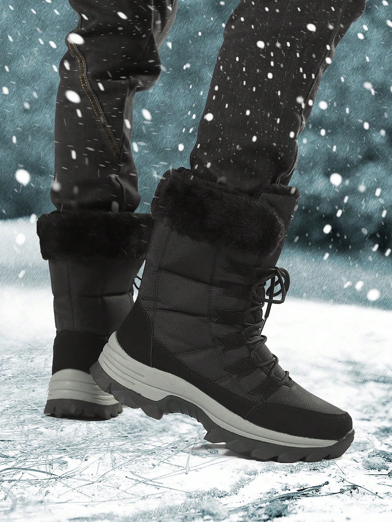 Men's Winter Snow Boots, Plus Velvet, Thick, Warm, Waterproof, -40°c, Leather & Fur Integrated, Plus Size