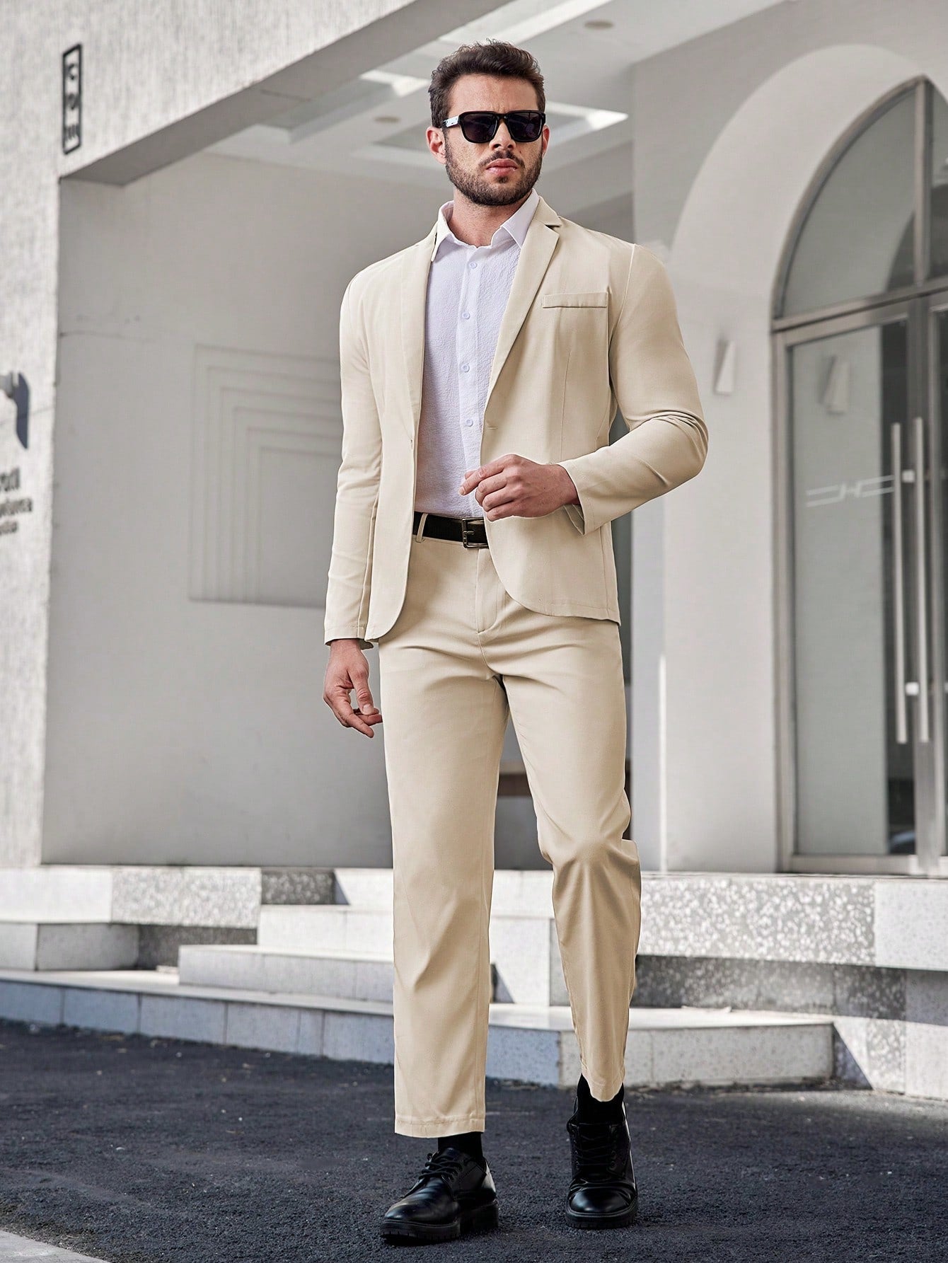 Manfinity Mode Men's Open-front Jacket Suit