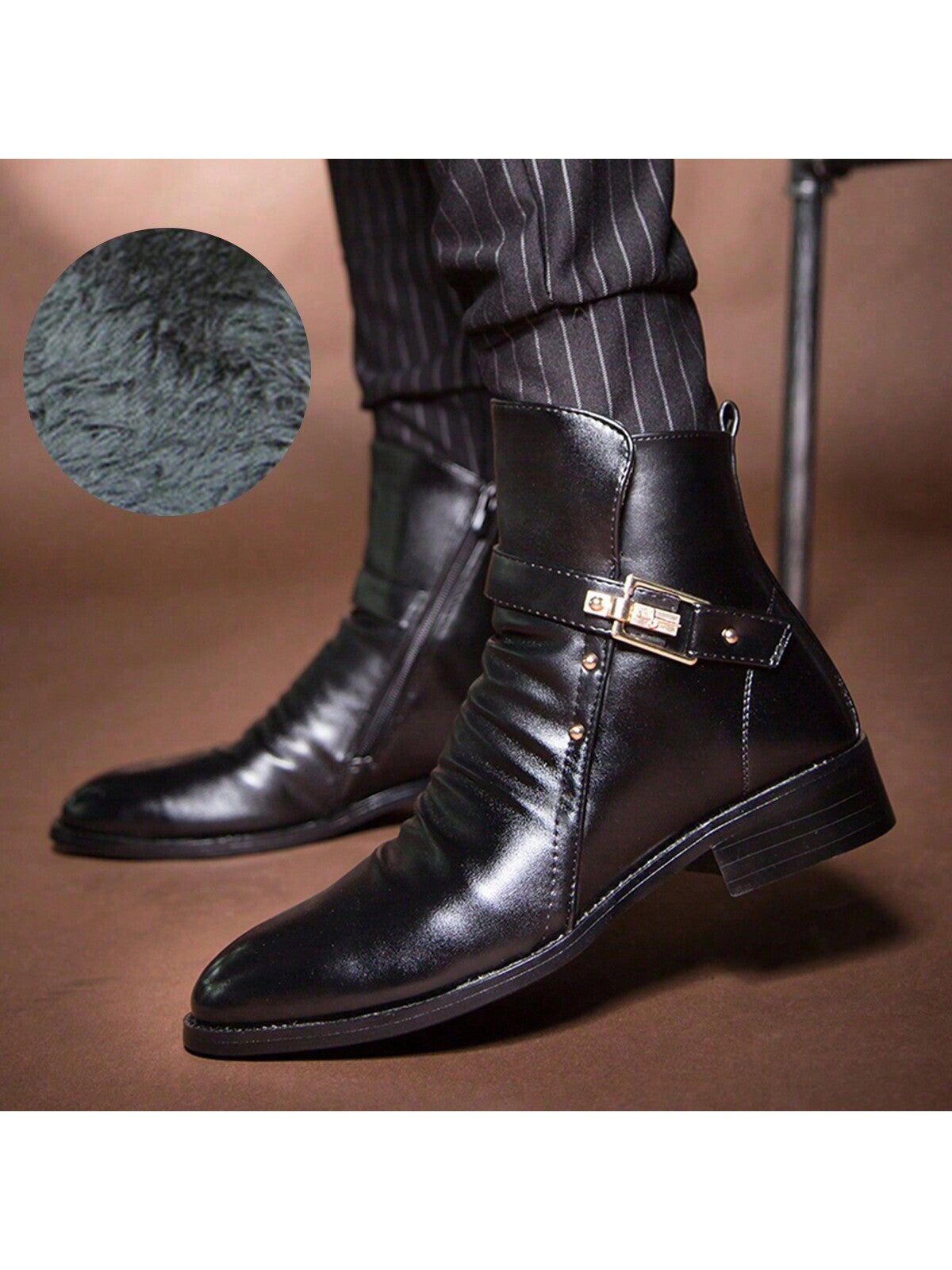 Autumn/winter British Style High Top Leather Men's Boots, Short Tube Boots, Versatile Ankle Boots With Pointy Toe Design