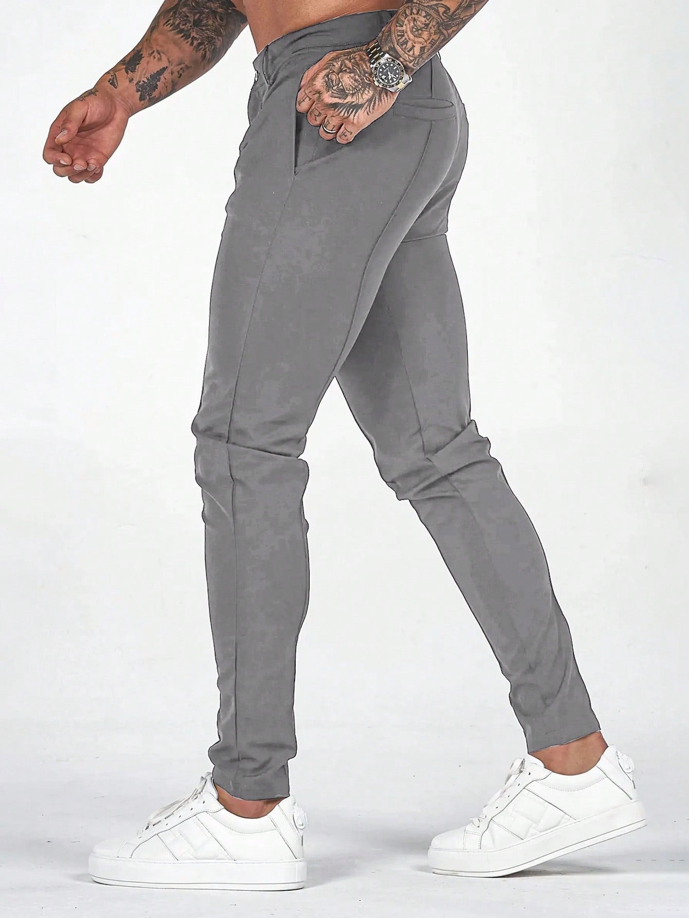 Men Solid Slant Pocket Pants