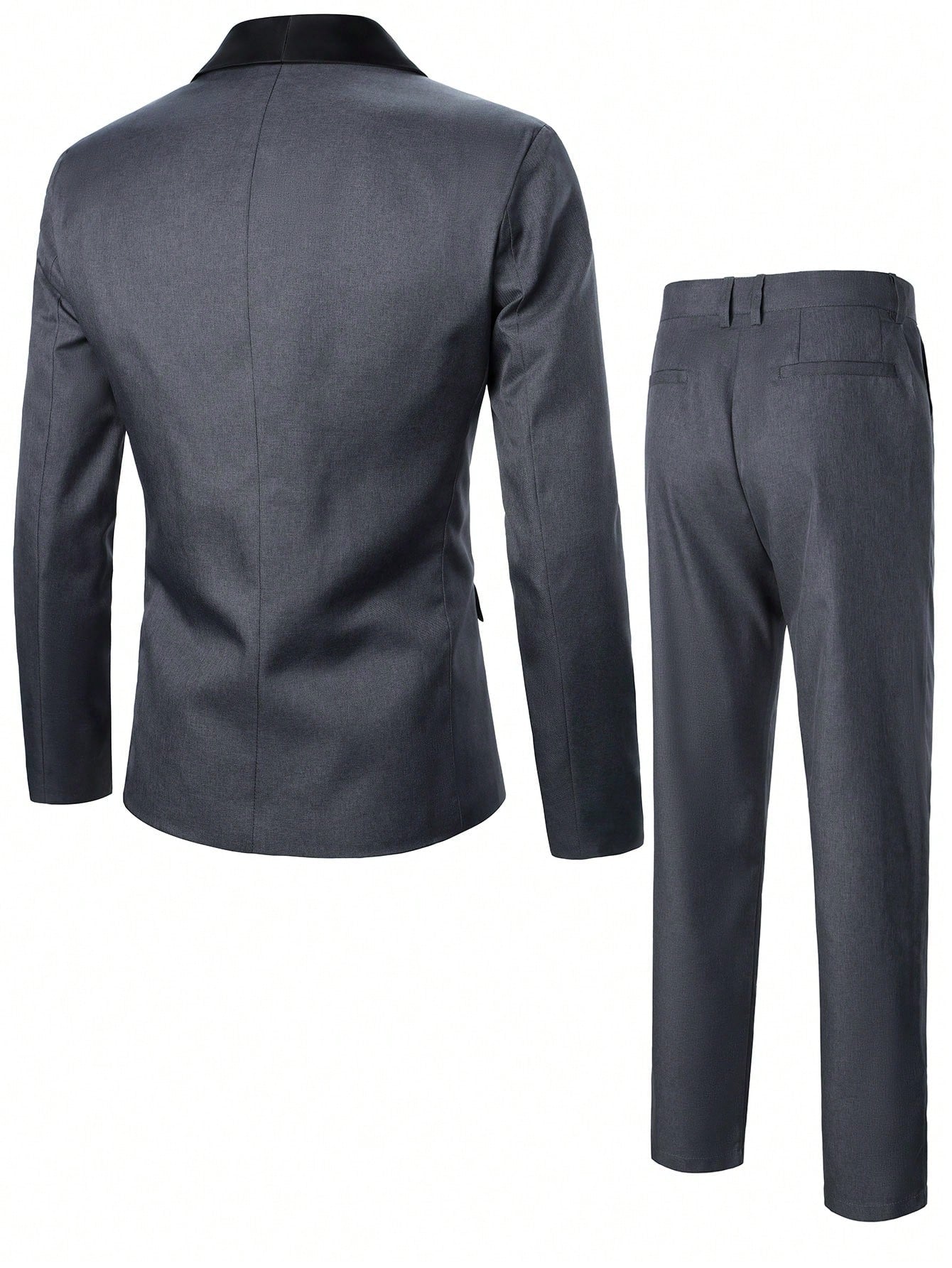 Manfinity Mode Men's Shawl Collar Suit Jacket And Trousers Set