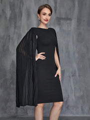 Women's Solid Pleated Sleeve Sim Dress