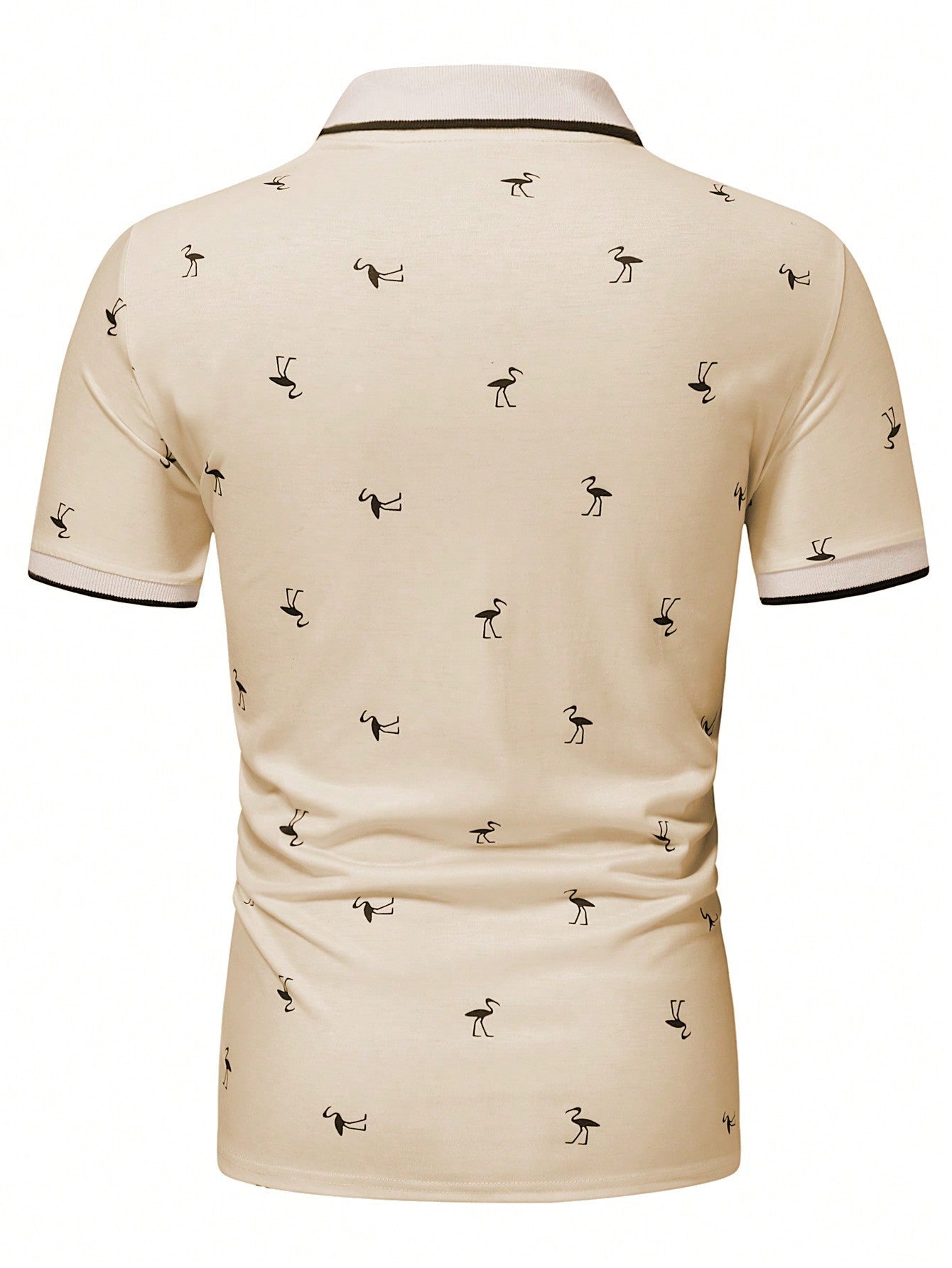 Manfinity RSRT Men Flamingo Print Contrast Trim Polo Shirt