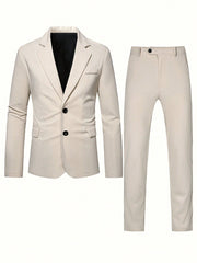 Manfinity Mode Men's Single-breasted Suit And Trousers Set