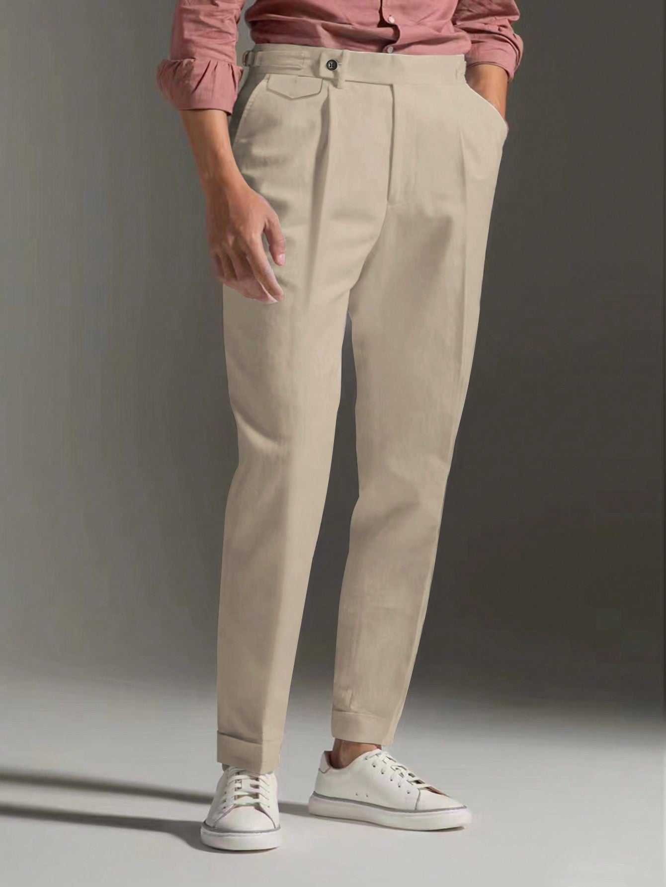 Slim Fit Suit Pants With Slanted Pockets For Men