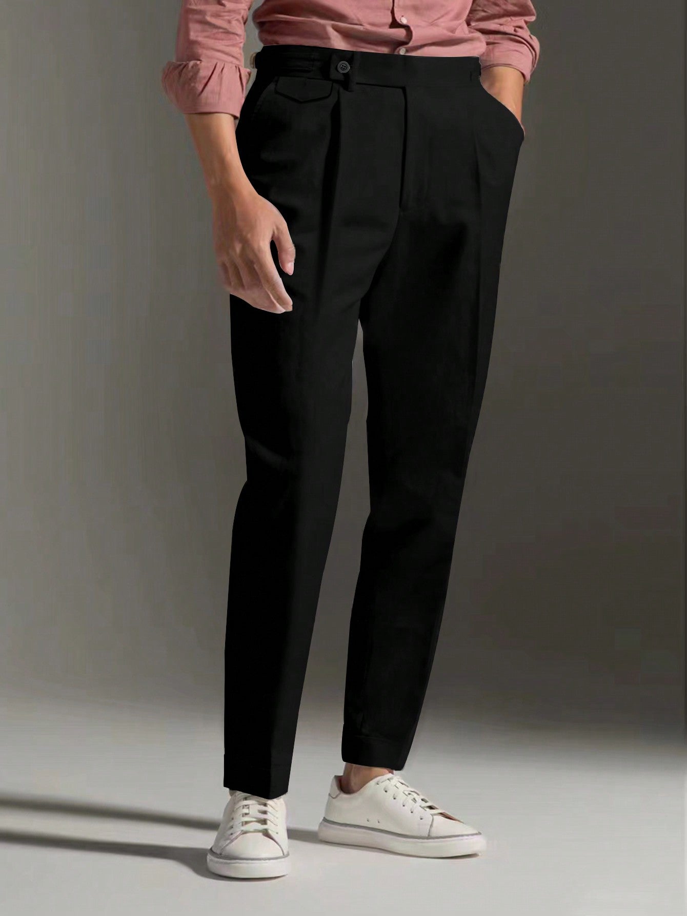 Slim Fit Suit Pants With Slanted Pockets For Men