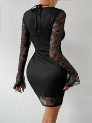 BAE Lace Patchwork Long Sleeve Bodycon Dress