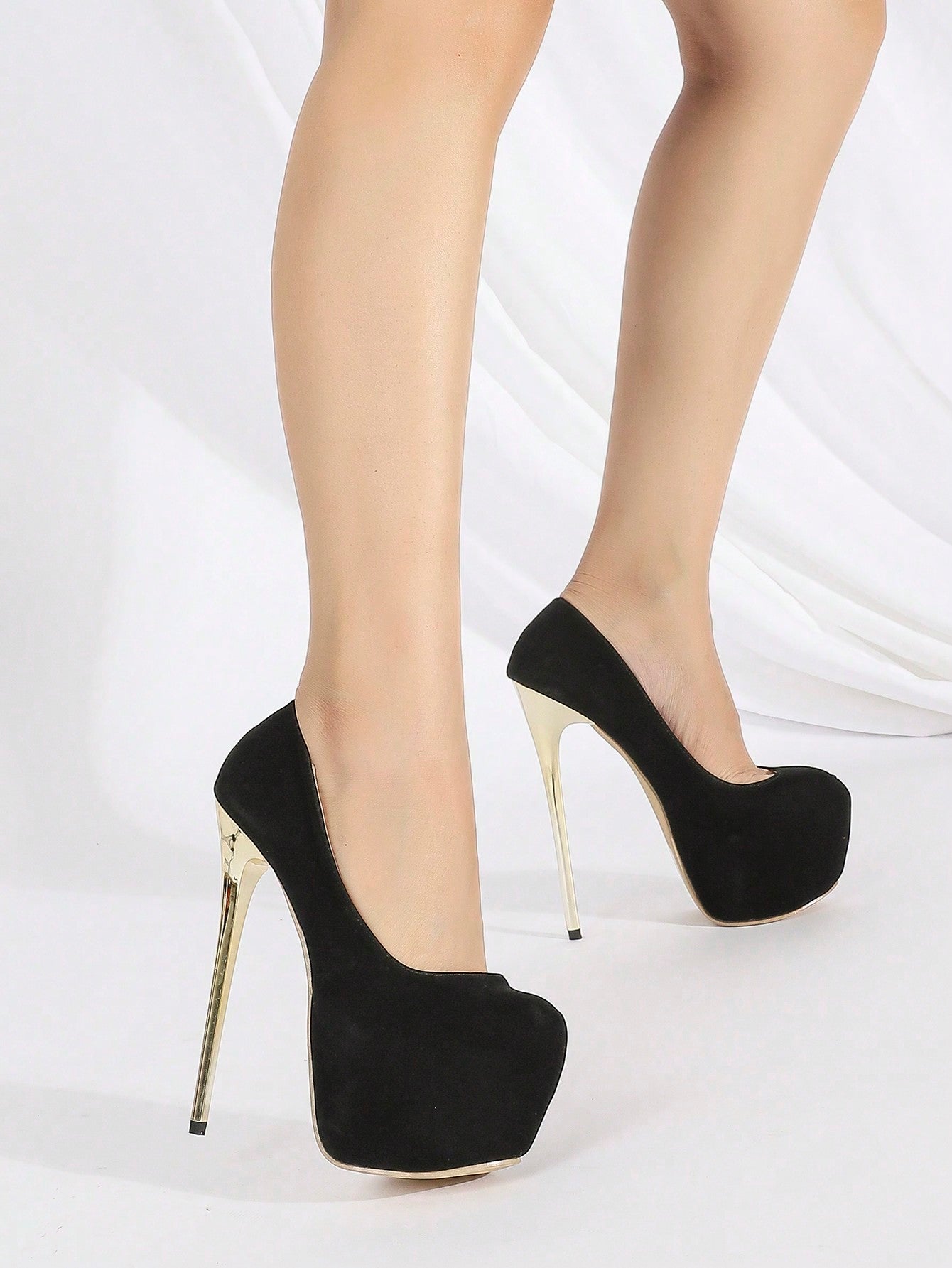 Women'S Round Toe High Heels, Comfortable Beauty Leg Shoes, 16cm Lady High Heel Pumps