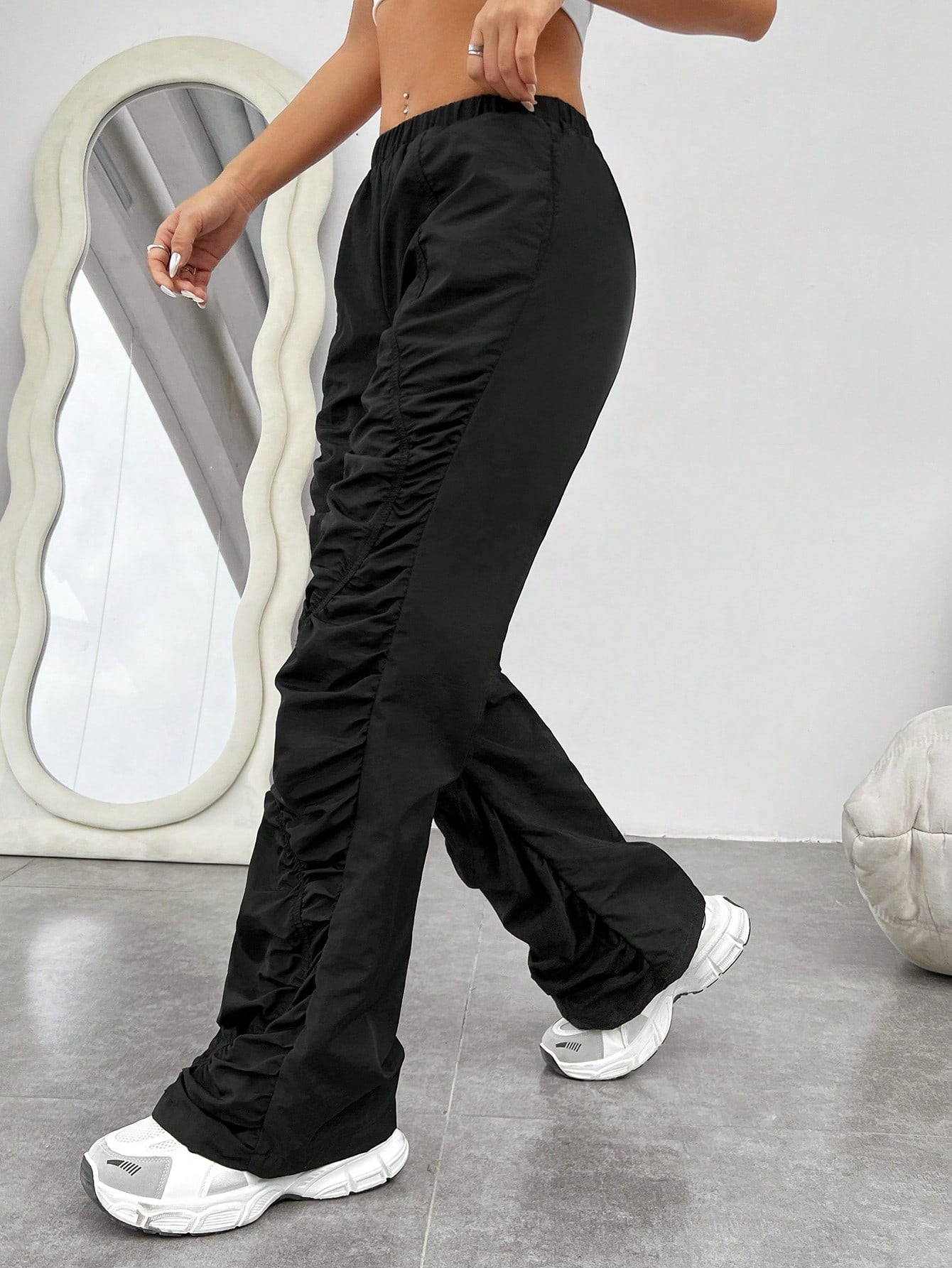 Coolane Elastic Waist Pleated Long Pants