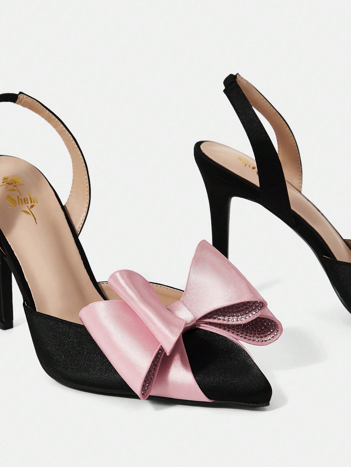 Belle Butterfly Knot Pointed Toe High Heel Pumps For Women, Color Block Design