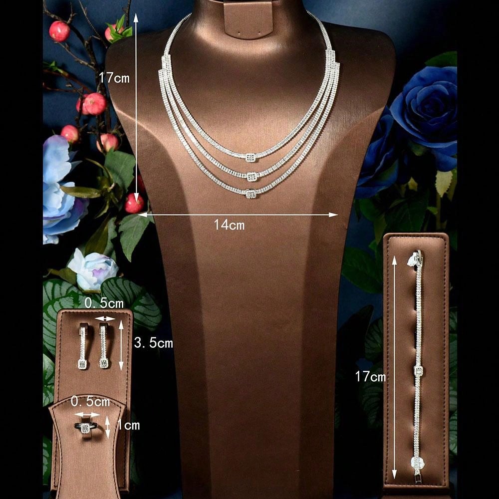 1set Noblewoman Style Cubic Zirconia Square Decorative Jewelry Set, Suitable For Women To Wear On Vacation And Travel