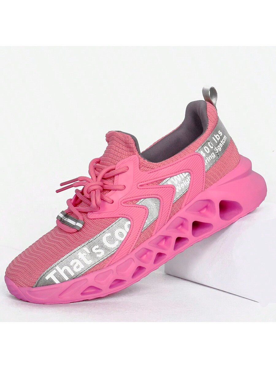 Women'S Letter Pattern Front Lace-Up Running Shoes, Sports And Casual Shoes