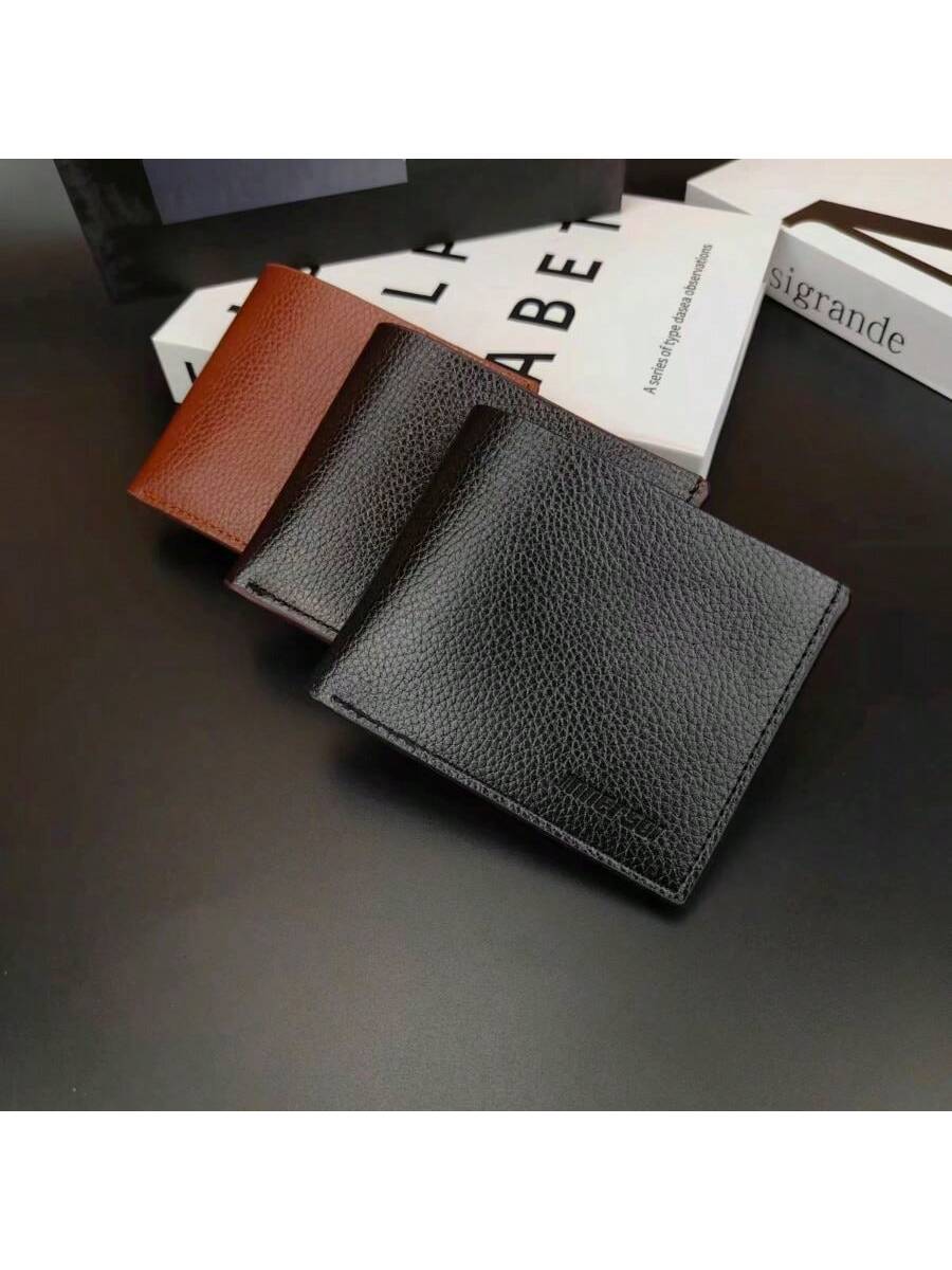 1pc Business Men'S Vintage Short Wallet Solid Loose-Leaf Coin Bag Small Wallet Large Capacity Document Bag Card Wallet Wallet