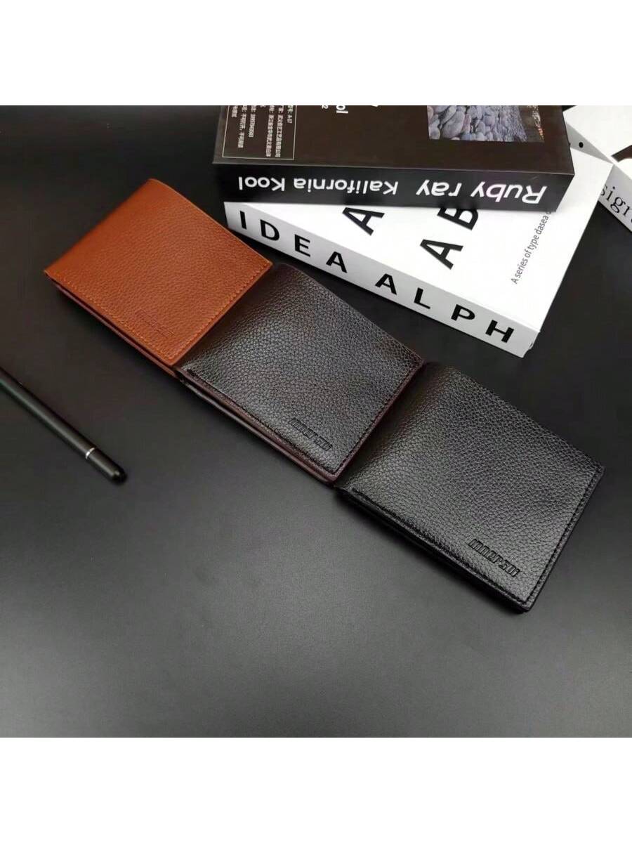 1pc Business Men'S Vintage Short Wallet Solid Loose-Leaf Coin Bag Small Wallet Large Capacity Document Bag Card Wallet Wallet