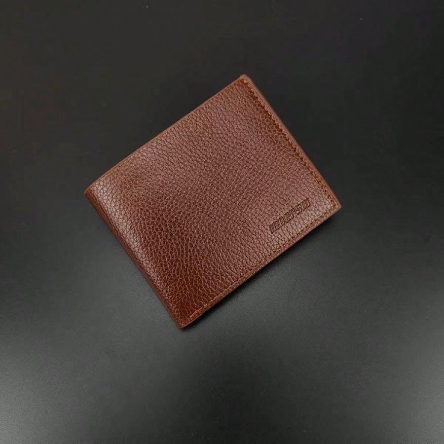 1pc Business Men'S Vintage Short Wallet Solid Loose-Leaf Coin Bag Small Wallet Large Capacity Document Bag Card Wallet Wallet