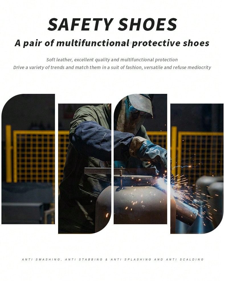 Indestructible Men'S Anti-Fire Steel Toe Safety Shoes For All Seasons, Anti-Smashing And Anti-Puncture Protective Work Boots