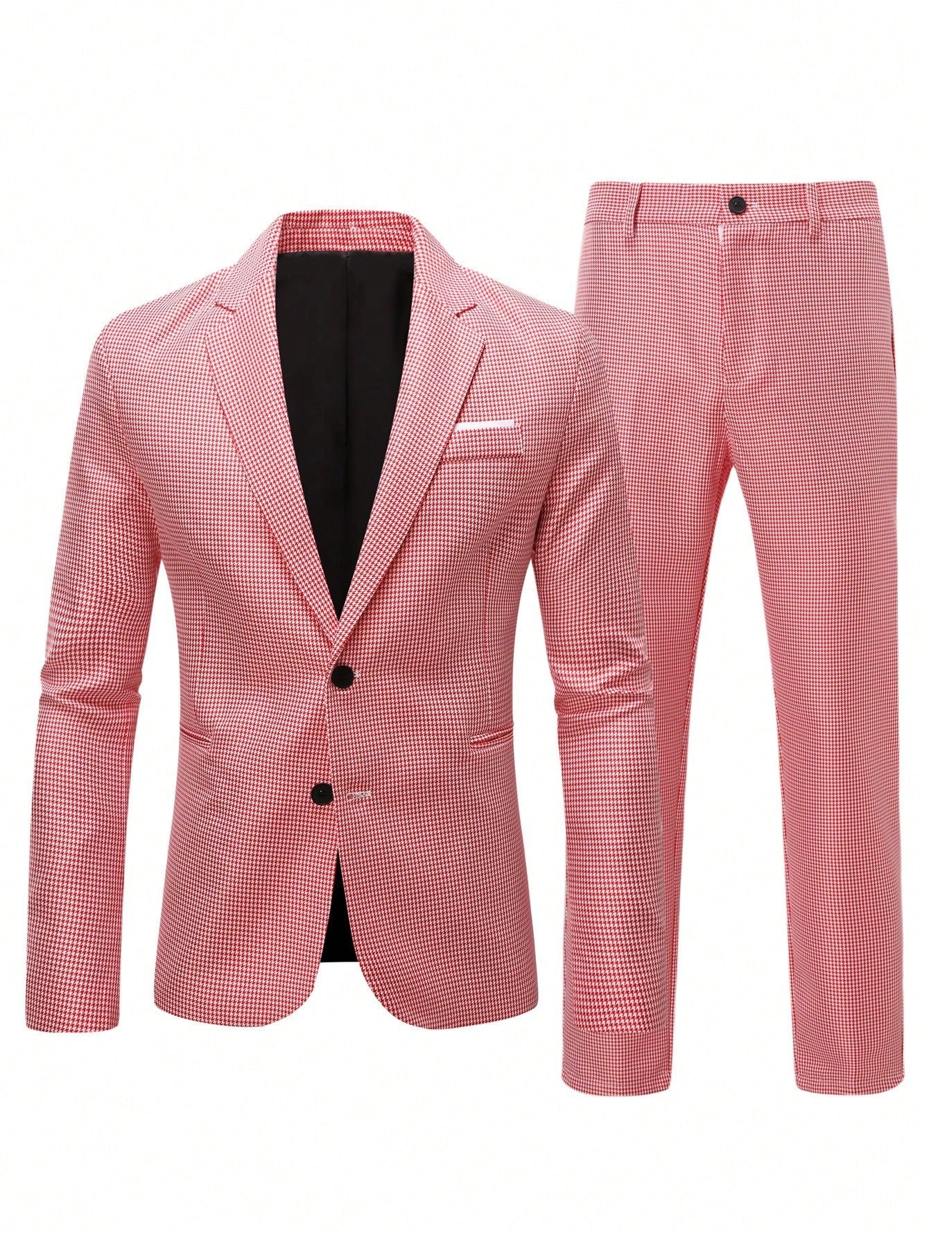 Manfinity Mode Men's Single-breasted Suit Jacket With Lapel Collar And Suit Pants