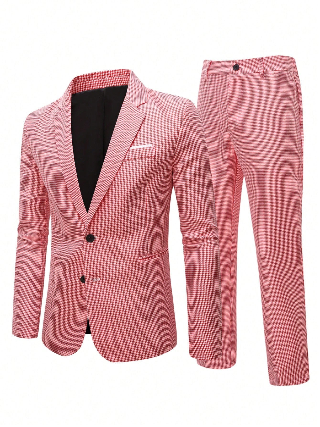 Manfinity Mode Men's Single-breasted Suit Jacket With Lapel Collar And Suit Pants