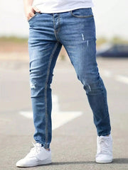 Men Ripped Frayed Skinny Jeans