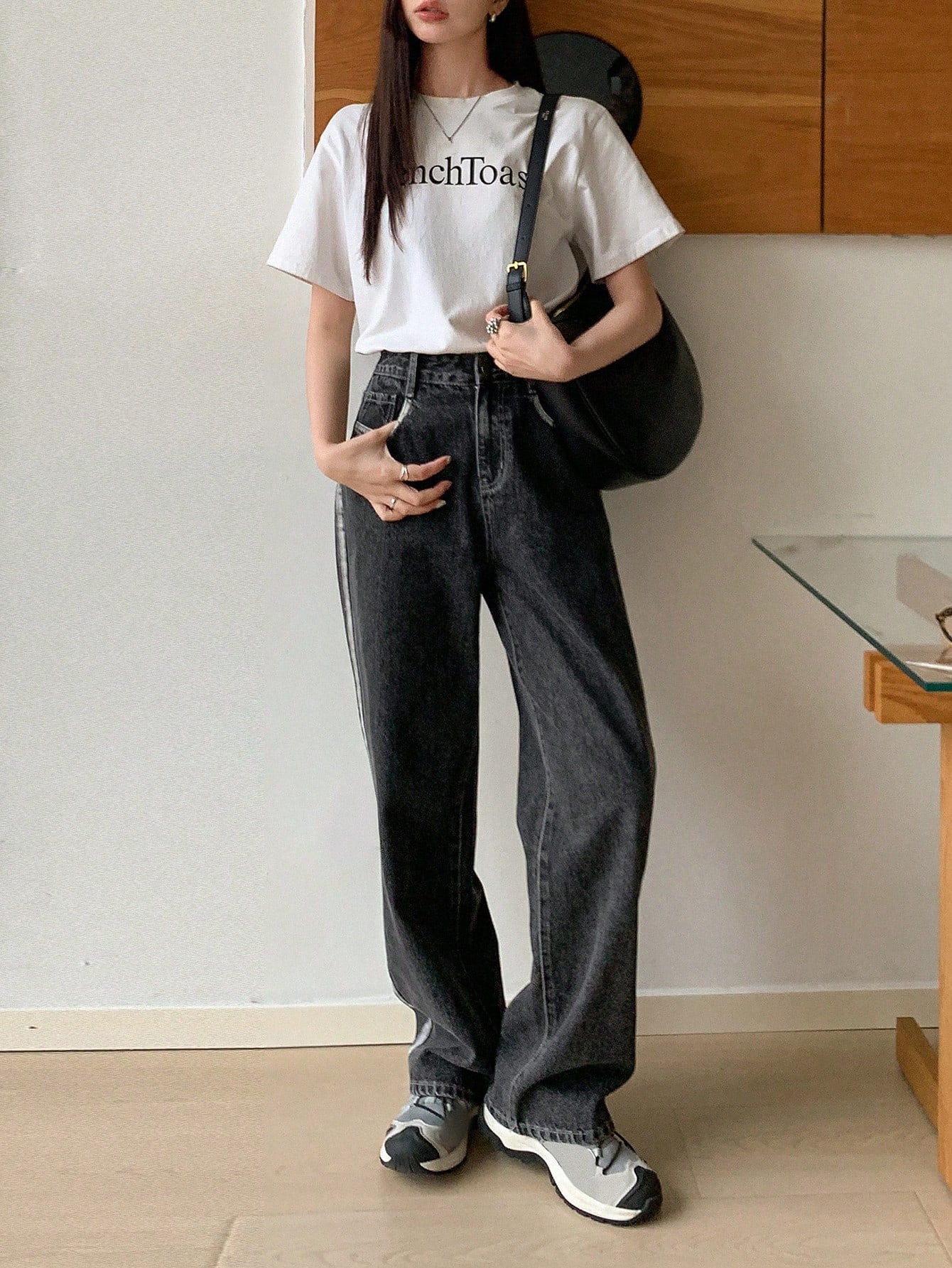 Dazy-Less Color Block Side Striped Denim Pants