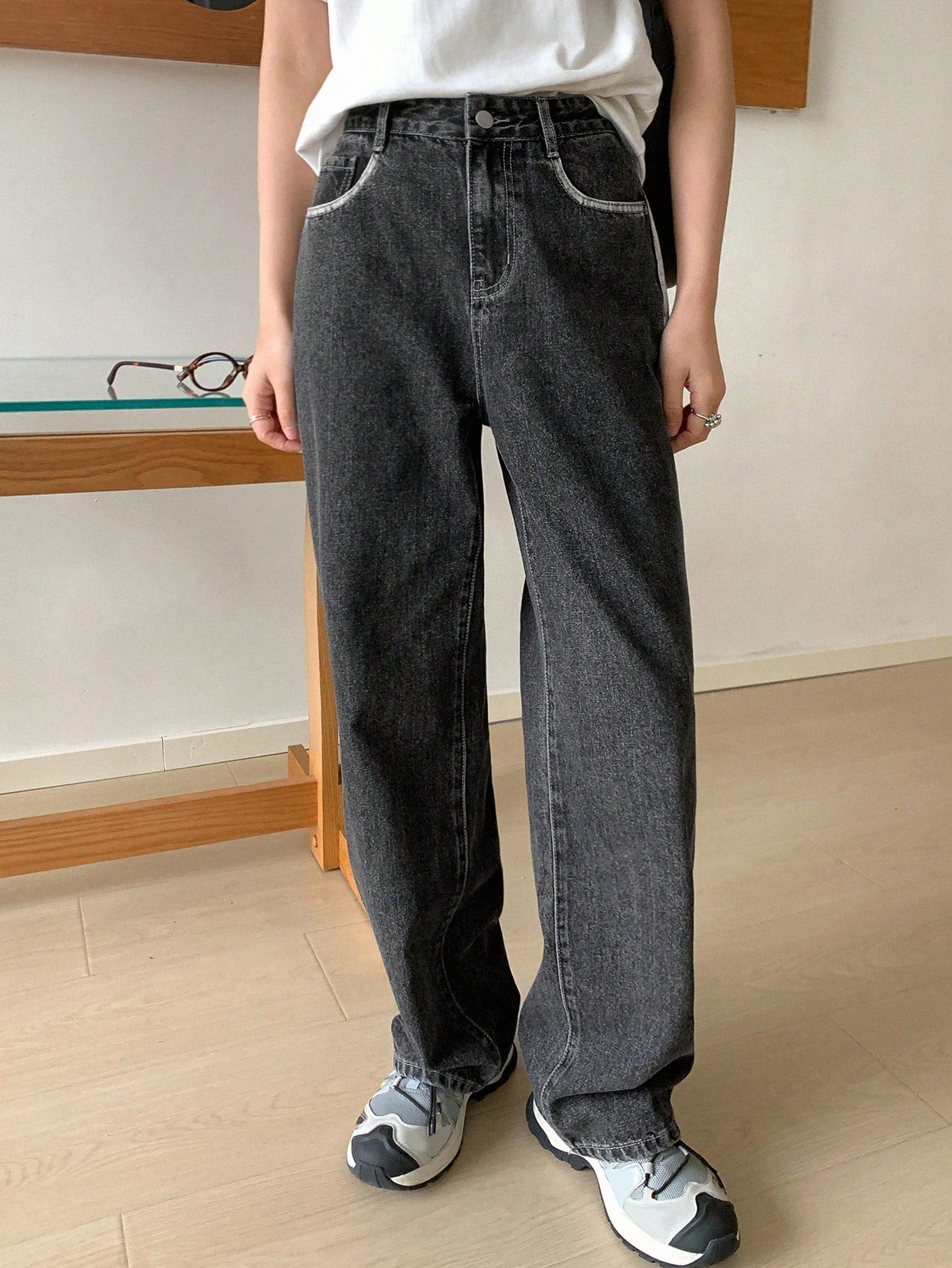 Dazy-Less Color Block Side Striped Denim Pants