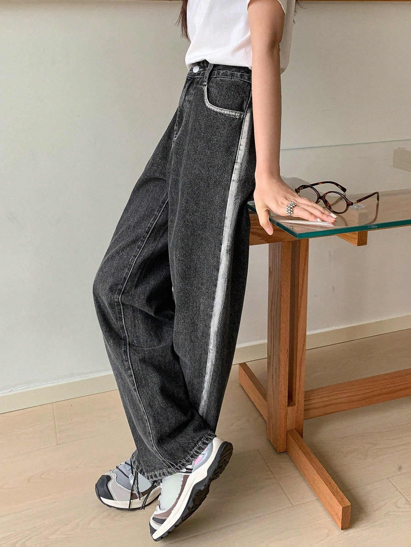 Dazy-Less Color Block Side Striped Denim Pants