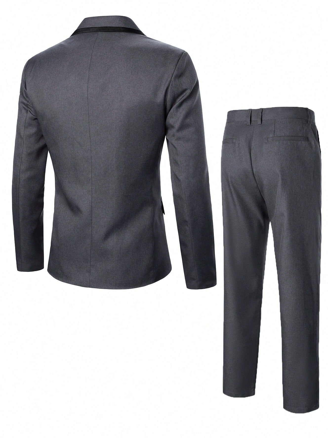 Manfinity Homme Men 1pc Contrast Trim Peak Lapel Blazer and 1pc Suit Pants Set