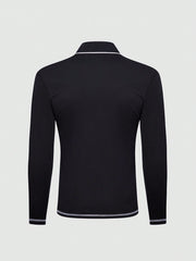 Manfinity Homme Men'S Color-Block Stitching Long Sleeve Polo Shirt