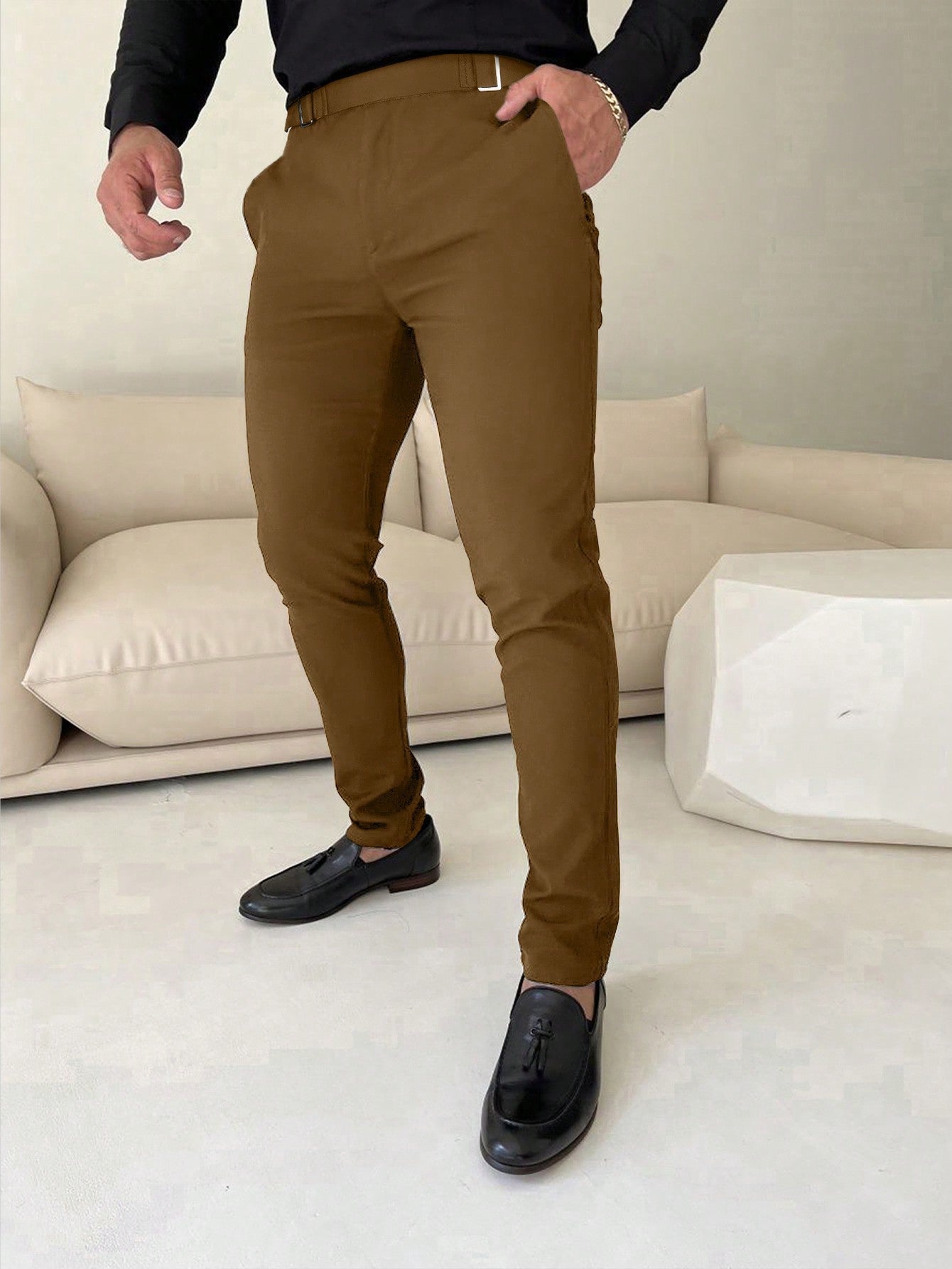 Manfinity Men's Solid Slim Fit Pants