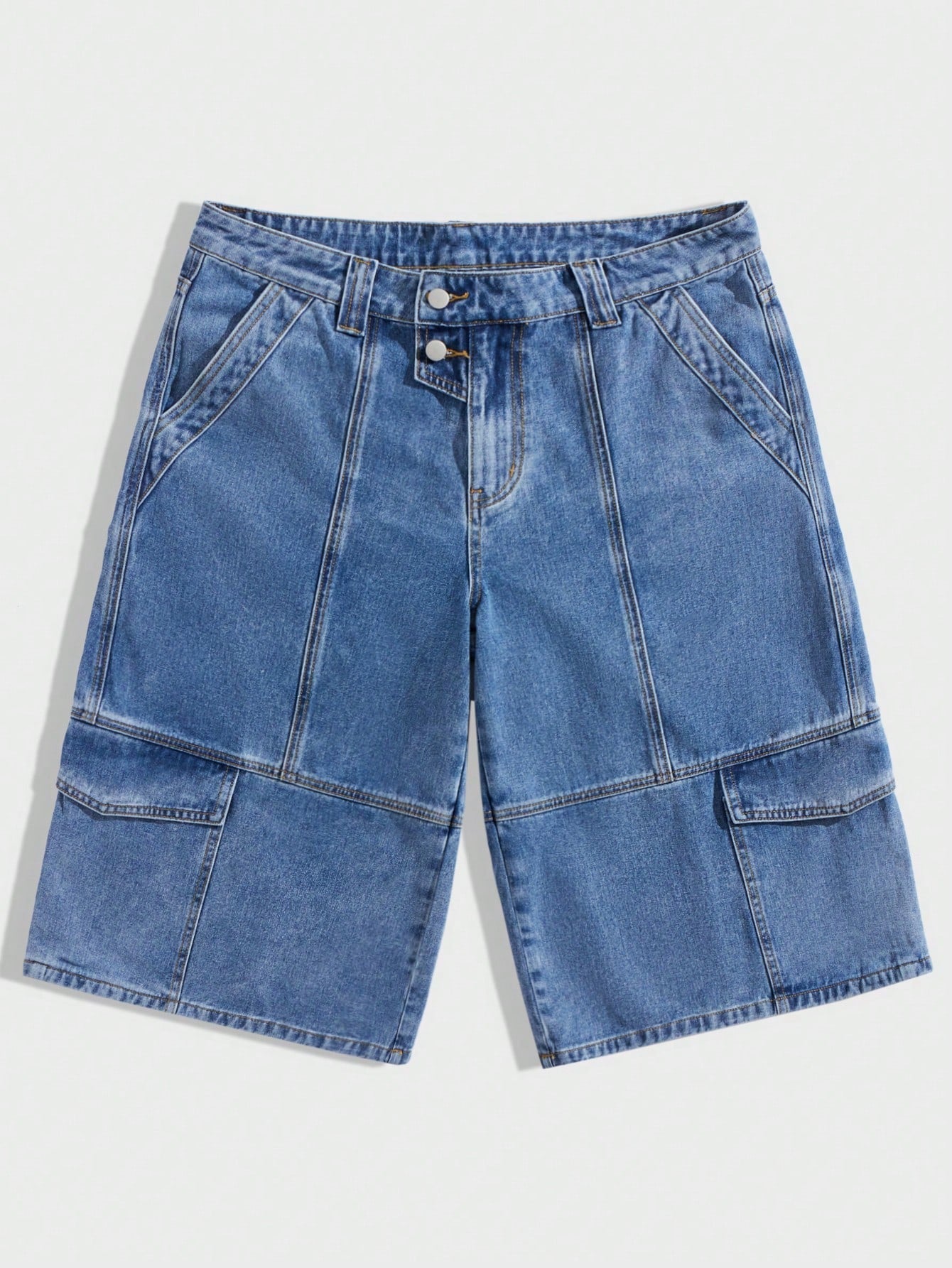 ROMWE Prep Men's Cargo Pocket Denim Shorts