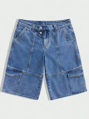 ROMWE Prep Men's Cargo Pocket Denim Shorts