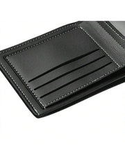 1pc Casual 'S Wallet Ultra Slim High Capacity Bifold Short Horizontal Men'S Leather Wallet