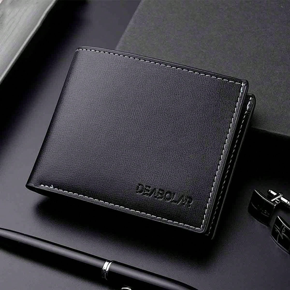 1pc Casual 'S Wallet Ultra Slim High Capacity Bifold Short Horizontal Men'S Leather Wallet