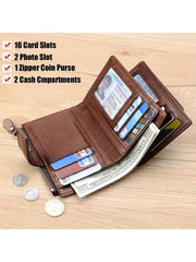 Men's Coin Purse Wallet Man PU Leather Wallet Zipper Card Holder Money Bag Wallet Male