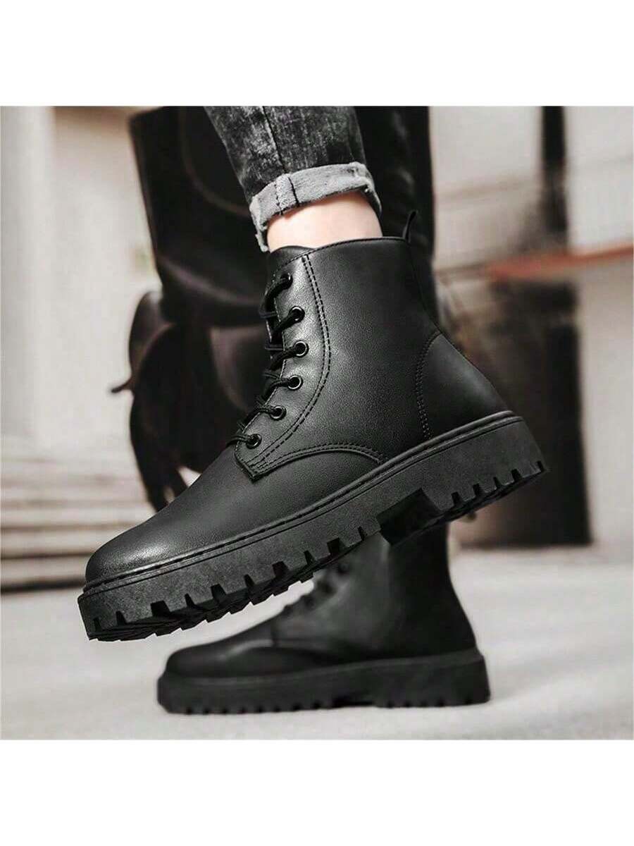 New Autumn Winter Men's High Top Leather Boots All-match Men's Shoes