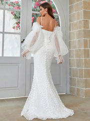 Belle Mermaid Style Wedding Dress With Oversized Lantern Sleeves