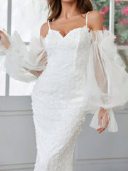 Belle Mermaid Style Wedding Dress With Oversized Lantern Sleeves