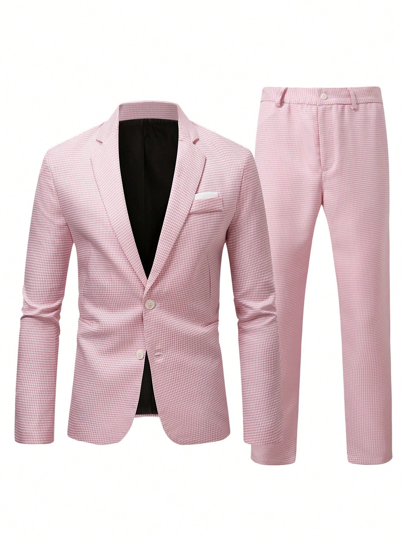 Manfinity Mode Men's Single-breasted Suit Jacket With Lapel Collar And Suit Pants