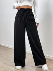 Women'S Loose Wide Leg Pants With Front Tie Knot