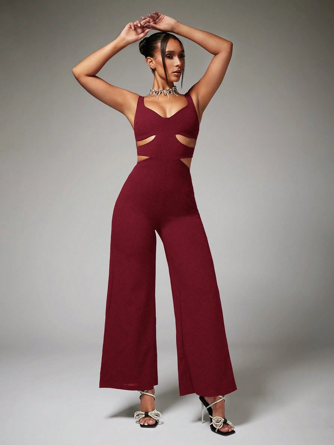 BAE Cut Out Waist Wide Leg Cami Jumpsuit