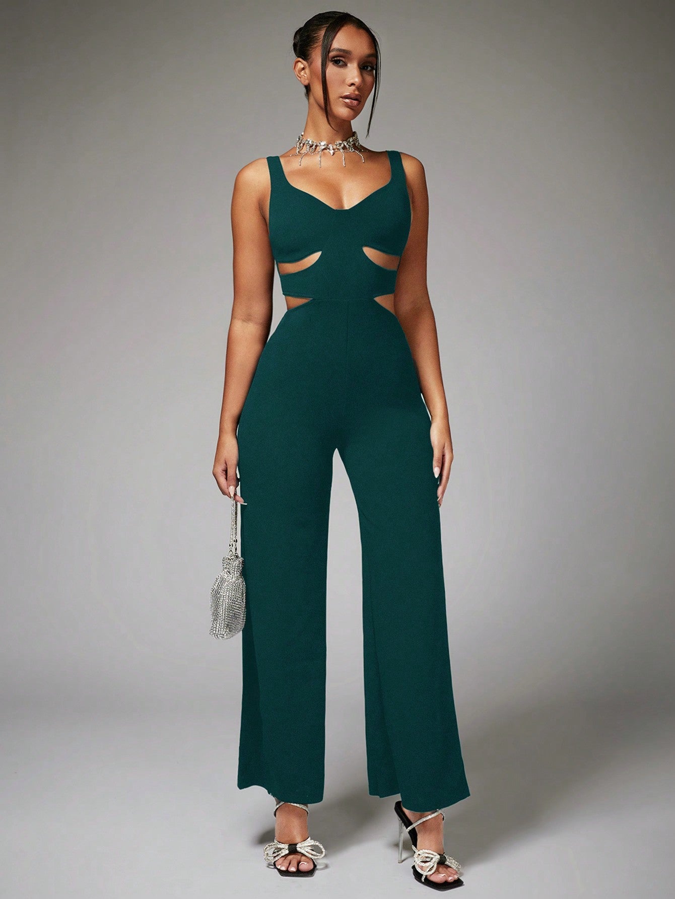 BAE Cut Out Waist Wide Leg Cami Jumpsuit