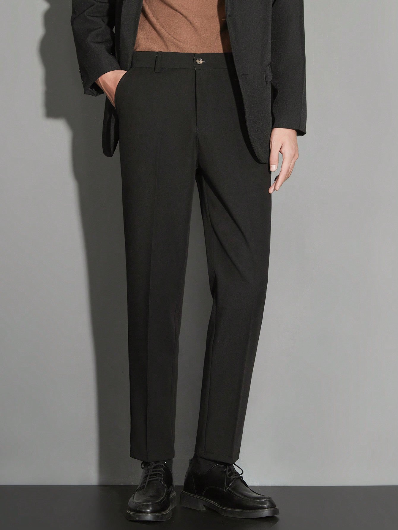 Men High-Waisted Fashionable Straight-Leg Casual Dress Pants