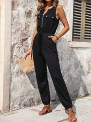 LUNE Ladies' V-Neck Sleeveless Jumpsuit With Cut-Out Detail